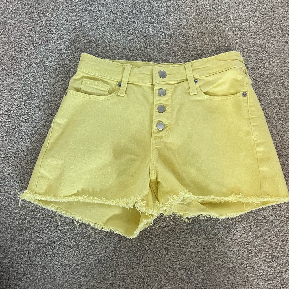 high rise yellow shorts